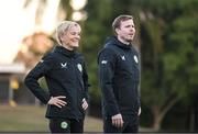 29 July 2023; Manager Vera Pauw and assistant manager Tom Elmes during a Republic of Ireland training session at Meakin Park in Brisbane, Australia, ahead of their final Group B match of the FIFA Women's World Cup 2023, against Nigeria. Photo by Stephen McCarthy/Sportsfile