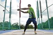 29 July 2023; Robert Higgins of Na Fianna AC, Meath, competes in the men's hammer during day one of the 123.ie National Senior Outdoor Championships at Morton Stadium in Dublin. Photo by Sam Barnes/Sportsfile