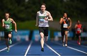 29 July 2023; Mark Smyth of Raheny Shamrock AC, Dublin, competes in the men's 200m during day one of the 123.ie National Senior Outdoor Championships at Morton Stadium in Dublin. Photo by Sam Barnes/Sportsfile