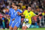 29 July 2023; Andressa Alves da Silva of Brazil in action against Maelle Lakrar of France during the FIFA Women's World Cup 2023 qualifying Group F match between France and Brazil at Brisbane Stadium in Brisbane, Australia. Photo by Mick O'Shea/Sportsfile