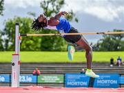 29 July 2023; Emmanuel Osas of Ratoath AC, Meath, competes in the men's  high jump during day one of the 123.ie National Senior Outdoor Championships at Morton Stadium in Dublin. Photo by Stephen Marken/Sportsfile