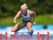 29 July 2023; Sarah Lavin of Emerald AC, Limerick, on her way to winning the women's 100m hurdles during day one of the 123.ie National Senior Outdoor Championships at Morton Stadium in Dublin. Photo by Sam Barnes/Sportsfile