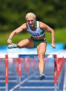 29 July 2023; Sarah Lavin of Emerald AC, Limerick, on her way to winning the women's 100m hurdles during day one of the 123.ie National Senior Outdoor Championships at Morton Stadium in Dublin. Photo by Sam Barnes/Sportsfile