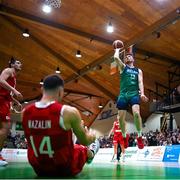 29 July 2023; Jordan Blount of Ireland scores a basket during the FIBA Men's EuroBasket 2025 Qualifier match between Ireland and Croatia at National Basketball Arena in Dublin. Photo by Brendan Moran/Sportsfile