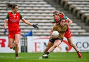 29 July 2023; Danielle O'Leary of Kerry in action against Eilis Ronayne of Mayo during the TG4 LGFA All-Ireland Senior Championship semi-final match between Kerry and Mayo at Semple Stadium in Thurles, Tipperary. Photo by Piaras Ó Mídheach/Sportsfile