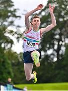 29 July 2023; Aaron O'Connor of Limerick AC, competes in the men's triple jump during day one of the 123.ie National Senior Outdoor Championships at Morton Stadium in Dublin. Photo by Sam Barnes/Sportsfile