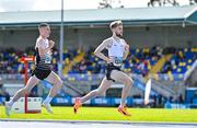 29 July 2023; Nick Griggs of Candour Track AC, right, and Callum Morgan of Candour Track AC, compete in the men's 1500m during day one of the 123.ie National Senior Outdoor Championships at Morton Stadium in Dublin. Photo by Sam Barnes/Sportsfile