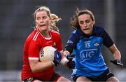 29 July 2023; Róisín Phelan of Cork in action against Hannah Tyrrell of Dublin during the TG4 LGFA All-Ireland Senior Championship semi-final match between Dublin and Cork at Semple Stadium in Thurles, Tipperary. Photo by Piaras Ó Mídheach/Sportsfile