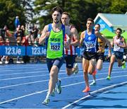 29 July 2023; Finn Woodger of Metro/St Brigids AC, Dublin, competes in the men's 800m during day one of the 123.ie National Senior Outdoor Championships at Morton Stadium in Dublin. Photo by Stephen Marken/Sportsfile