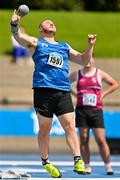 29 July 2023; James Kelly of Finn Valley AC, Donegal, competes in the men's shot put during day one of the 123.ie National Senior Outdoor Championships at Morton Stadium in Dublin. Photo by Stephen Marken/Sportsfile