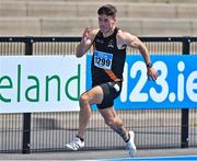 29 July 2023; Michael Deady of Clonliffe Harriers AC, Dublin, competes in the men's 200m during day one of the 123.ie National Senior Outdoor Championships at Morton Stadium in Dublin. Photo by Stephen Marken/Sportsfile
