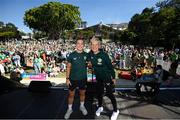 30 July 2023; Manager Vera Pauw and captain Katie McCabe during a Republic of Ireland visit to the FIFA Fan Festival at South Bank Parklands in Brisbane, Australia, ahead of their final Group B match of the FIFA Women's World Cup 2023, against Nigeria. Photo by Stephen McCarthy/Sportsfile