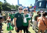30 July 2023; Diane Caldwell with supporters during a Republic of Ireland takeover of the FIFA Fan Festival at South Bank Parklands in Brisbane, Australia, ahead of their final Group B match of the FIFA Women's World Cup 2023, against Nigeria. Photo by Stephen McCarthy/Sportsfile