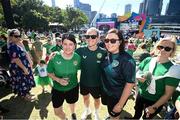 30 July 2023; Diane Caldwell with supporters during a Republic of Ireland takeover of the FIFA Fan Festival at South Bank Parklands in Brisbane, Australia, ahead of their final Group B match of the FIFA Women's World Cup 2023, against Nigeria. Photo by Stephen McCarthy/Sportsfile
