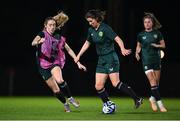 30 July 2023; Niamh Fahey and Megan Connolly, left, during a Republic of Ireland training session at Spencer Park in Brisbane, Australia, ahead of their final Group B match of the FIFA Women's World Cup 2023, against Nigeria. Photo by Stephen McCarthy/Sportsfile