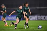 30 July 2023; Abbie Larkin, left, and Katie McCabe during a Republic of Ireland training session at Spencer Park in Brisbane, Australia, ahead of their final Group B match of the FIFA Women's World Cup 2023, against Nigeria. Photo by Stephen McCarthy/Sportsfile