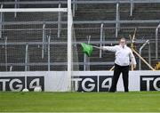 29 July 2023; An umpire waves the green flag after a goal by Hannah Tyrrell of Dublin during the TG4 LGFA All-Ireland Senior Championship semi-final match between Dublin and Cork at Semple Stadium in Thurles, Tipperary. Photo by Piaras Ó Mídheach/Sportsfile