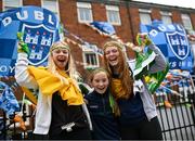30 July 2023; Kerry supporting sisters, from left, Daisy, age 13, Tiernagh, age 10, and Sarah Lily McGill, age 14, from Cahersiveen before the GAA Football All-Ireland Senior Championship final match between Dublin and Kerry at Croke Park in Dublin. Photo by David Fitzgerald/Sportsfile