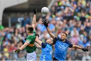 30 July 2023; Diarmuid O'Connor of Kerry in action against Brian Fenton, centre, and James McCarthy of Dublin during the GAA Football All-Ireland Senior Championship final match between Dublin and Kerry at Croke Park in Dublin. Photo by Seb Daly/Sportsfile