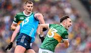 30 July 2023; Paudie Clifford of Kerry is tackled by Ciaran Kilkenny of Dublin during the GAA Football All-Ireland Senior Championship final match between Dublin and Kerry at Croke Park in Dublin. Photo by Ramsey Cardy/Sportsfile