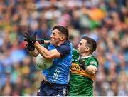 30 July 2023; Colm Basquel of Dublin in action against Paul Murphy of Kerry during the GAA Football All-Ireland Senior Championship final match between Dublin and Kerry at Croke Park in Dublin. Photo by Eóin Noonan/Sportsfile