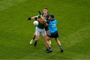 30 July 2023; Stephen O'Brien of Kerry in action against John Small, left, and Eoin Murchan of Dublin during the GAA Football All-Ireland Senior Championship final match between Dublin and Kerry at Croke Park in Dublin. Photo by Daire Brennan/Sportsfile
