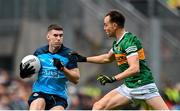 30 July 2023; Lee Gannon of Dublin in action against Jack Barry of Kerry during the GAA Football All-Ireland Senior Championship final match between Dublin and Kerry at Croke Park in Dublin. Photo by Seb Daly/Sportsfile