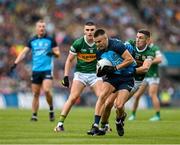 30 July 2023; Eoin Murchan of Dublin in action against Paul Geaney of Kerry during the GAA Football All-Ireland Senior Championship final match between Dublin and Kerry at Croke Park in Dublin. Photo by Brendan Moran/Sportsfile