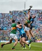 30 July 2023; Jack Barry of Kerry in action against Brian Fenton of Dublin during the GAA Football All-Ireland Senior Championship final match between Dublin and Kerry at Croke Park in Dublin. Photo by Seb Daly/Sportsfile