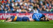 30 July 2023; Kerry goalkeeper Shane Ryan and Lee Gannon of Dublin after a collision during the GAA Football All-Ireland Senior Championship final match between Dublin and Kerry at Croke Park in Dublin. Photo by Piaras Ó Mídheach/Sportsfile