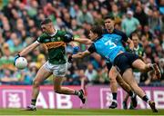 30 July 2023; Paul Geaney of Kerry gets past Michael Fitzsimons of Dublin during the GAA Football All-Ireland Senior Championship final match between Dublin and Kerry at Croke Park in Dublin. Photo by Brendan Moran/Sportsfile