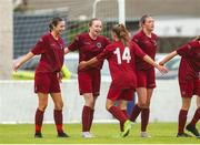 30 July 2023; Isobel Haugh second from left celebrates with teammates after scoring her sides second goal during the FAI Women's U19 Inter-League Cup match between North Tipperary Schoolchildrens Football League and Galway District League at Jackman Park in Limerick. Photo by Michael P Ryan/Sportsfile