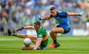 30 July 2023; Sean O'Shea of Kerry in action against Brian Howard of Dublin during the GAA Football All-Ireland Senior Championship final match between Dublin and Kerry at Croke Park in Dublin. Photo by Eóin Noonan/Sportsfile