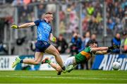 30 July 2023; Paddy Small of Dublin scores his side's first goal despite the efforts of Paul Murphy of Kerry the GAA Football All-Ireland Senior Championship final match between Dublin and Kerry at Croke Park in Dublin. Photo by David Fitzgerald/Sportsfile