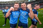 30 July 2023; Dublin players Jack McCaffrey, left, and Cormac Costello after the GAA Football All-Ireland Senior Championship final match between Dublin and Kerry at Croke Park in Dublin. Photo by David Fitzgerald/Sportsfile