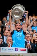30 July 2023; Dublin captain James McCarthy lifts the Sam Maguire Cup after his side's victory in the GAA Football All-Ireland Senior Championship final match between Dublin and Kerry at Croke Park in Dublin. Photo by Seb Daly/Sportsfile