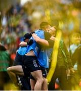 30 July 2023; Dublin players, from left, John Small and Dean Rock after the GAA Football All-Ireland Senior Championship final match between Dublin and Kerry at Croke Park in Dublin. Photo by Eóin Noonan/Sportsfile