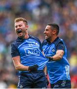 30 July 2023; Dublin players from left, Jack McCaffrey and James McCarthy after the GAA Football All-Ireland Senior Championship final match between Dublin and Kerry at Croke Park in Dublin. Photo by Eóin Noonan/Sportsfile