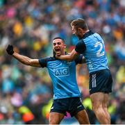 30 July 2023; Dublin players from left, James McCarthy and Jack McCaffrey after the GAA Football All-Ireland Senior Championship final match between Dublin and Kerry at Croke Park in Dublin. Photo by Eóin Noonan/Sportsfile