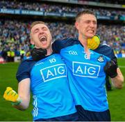 30 July 2023; Brothers Paddy and John Small of Dublin celebrate after the GAA Football All-Ireland Senior Championship final match between Dublin and Kerry at Croke Park in Dublin. Photo by Ray McManus/Sportsfile
