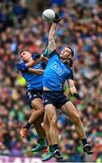 30 July 2023; Brian Howard of Dublin in action against Paudie Clifford of Kerry during the GAA Football All-Ireland Senior Championship final match between Dublin and Kerry at Croke Park in Dublin. Photo by Eóin Noonan/Sportsfile