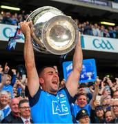30 July 2023; Dublin captain James McCarthy lifts the Sam Maguire Cup after his side's victory in the GAA Football All-Ireland Senior Championship final match between Dublin and Kerry at Croke Park in Dublin. Photo by Ray McManus/Sportsfile