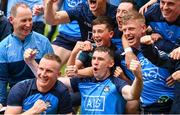 30 July 2023; Dublin players, including Ciaran Kilkenny, Lee Gannon and Cian Murphy celebrate after the GAA Football All-Ireland Senior Championship final match between Dublin and Kerry at Croke Park in Dublin. Photo by Ramsey Cardy/Sportsfile