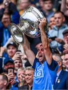 30 July 2023; Dublin captain James McCarthy lifts the Sam Maguire Cup after his side's victory in the GAA Football All-Ireland Senior Championship final match between Dublin and Kerry at Croke Park in Dublin. Photo by Piaras Ó Mídheach/Sportsfile