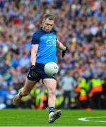 30 July 2023; Dean Rock of Dublin kicks, a free, the last score of game, during the GAA Football All-Ireland Senior Championship final match between Dublin and Kerry at Croke Park in Dublin. Photo by Ray McManus/Sportsfile