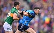 30 July 2023; Colm Basquel of Dublin in action against Brian Ó Beaglaíoch of Kerry during the GAA Football All-Ireland Senior Championship final match between Dublin and Kerry at Croke Park in Dublin. Photo by Ramsey Cardy/Sportsfile