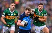 30 July 2023; Jack McCaffrey of Dublin in action against Micheál Burns of Kerry during the GAA Football All-Ireland Senior Championship final match between Dublin and Kerry at Croke Park in Dublin. Photo by Ramsey Cardy/Sportsfile