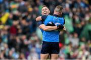 30 July 2023; Dublin players Dean Rock, left, and Ciaran Kilkenny celebrate victory at the final whistle of the GAA Football All-Ireland Senior Championship final match between Dublin and Kerry at Croke Park in Dublin. Photo by Brendan Moran/Sportsfile