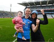 30 July 2023; Dean Rock of Dublin with his fiancé Niamh McEvoy and their daughter Sadie after the GAA Football All-Ireland Senior Championship final match between Dublin and Kerry at Croke Park in Dublin. Photo by David Fitzgerald/Sportsfile