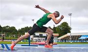 30 July 2023; Thomas Barr of Ferrybank AC, Waterford, on his way to winning the men's 400m hurdles during day two of the 123.ie National Senior Outdoor Championships at Morton Stadium in Dublin. Photo by Sam Barnes/Sportsfile